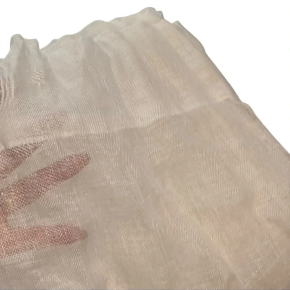 2 Crate &‎ Barrel White Ivory European Flax Linen Sheer Curtain Panel 52